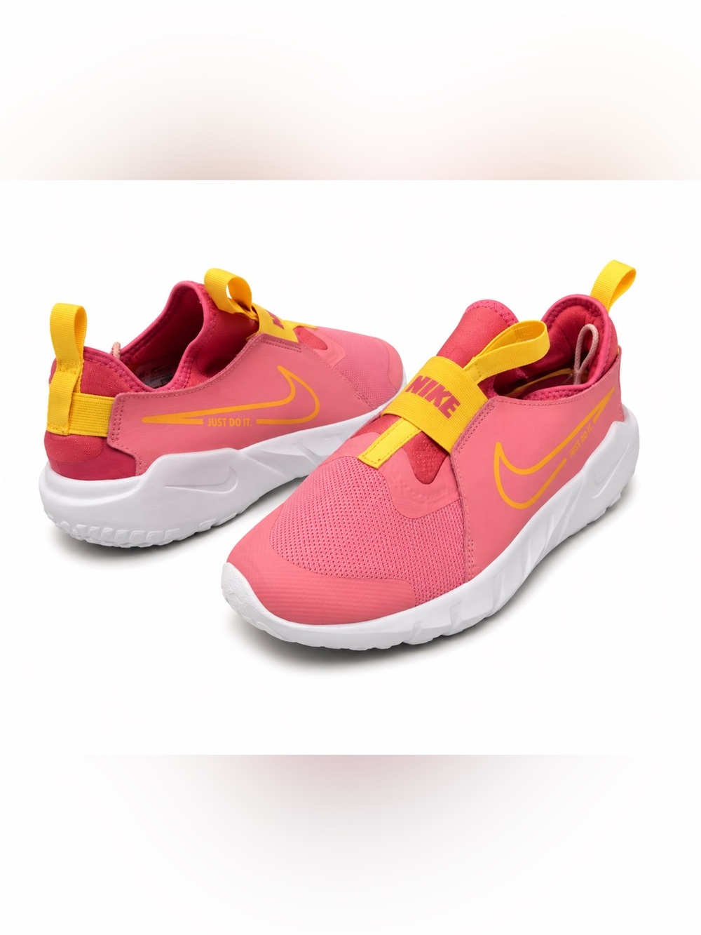 Nike Flex Runner Kids 6.5Y Pink Yellow Slip On Sneakers DJ6038-602